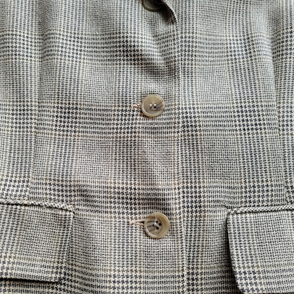 Austin Reed Plaid Taupe Silk Blend Core Blazer Jacket 6 Vintage - Picture 3 of 13